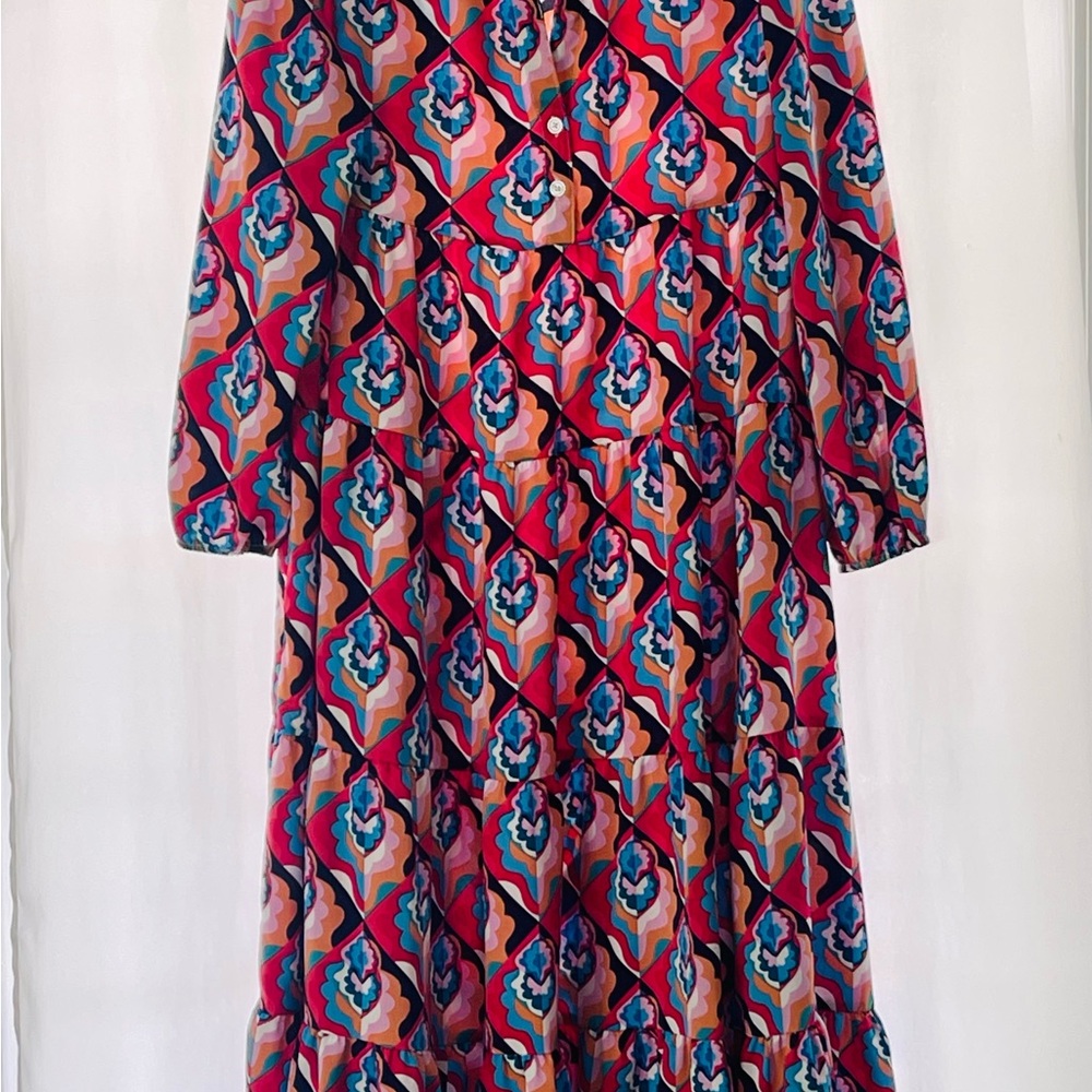 Elegant Multicolor Patterned Maxi Dress